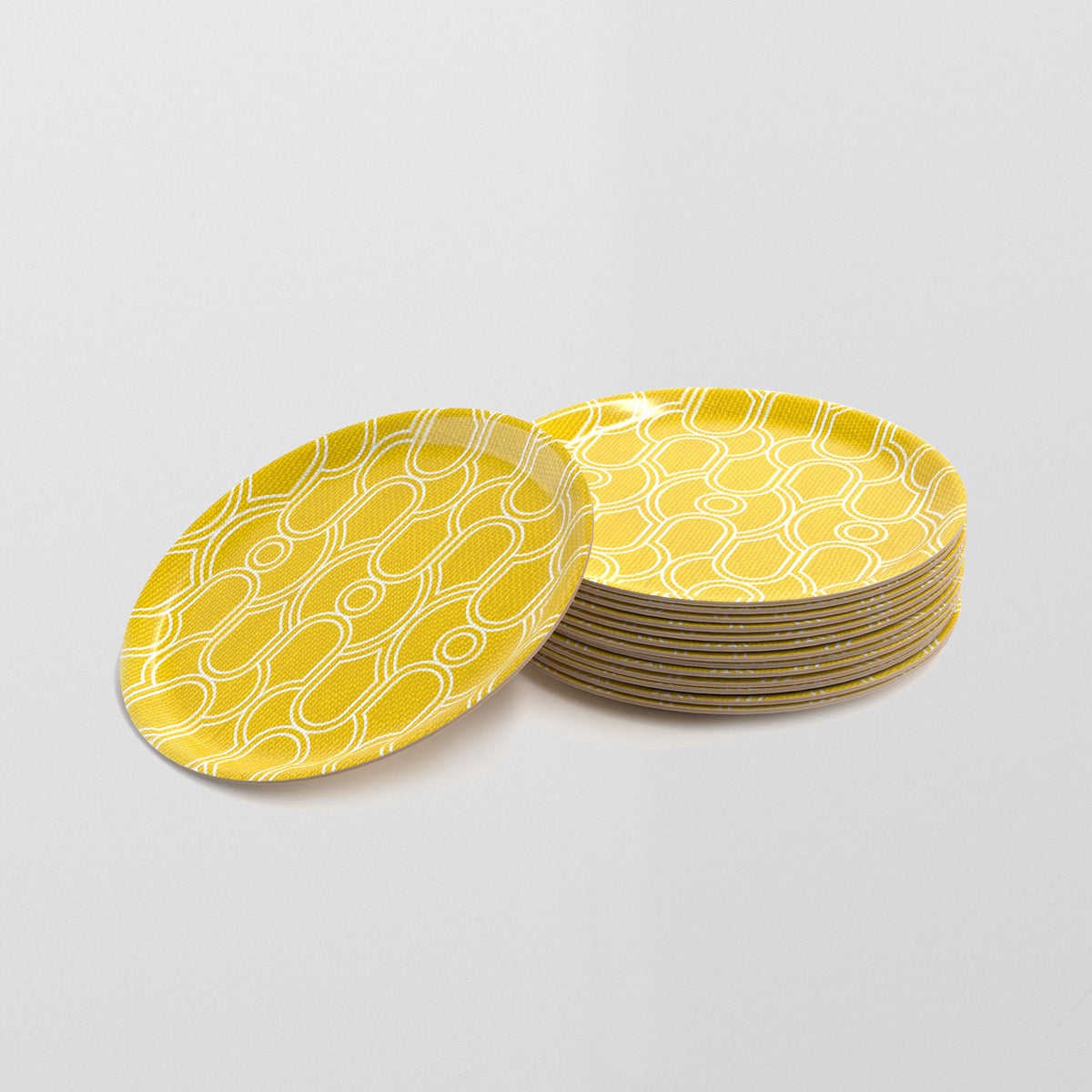 Stack of yellow chiselled coasters