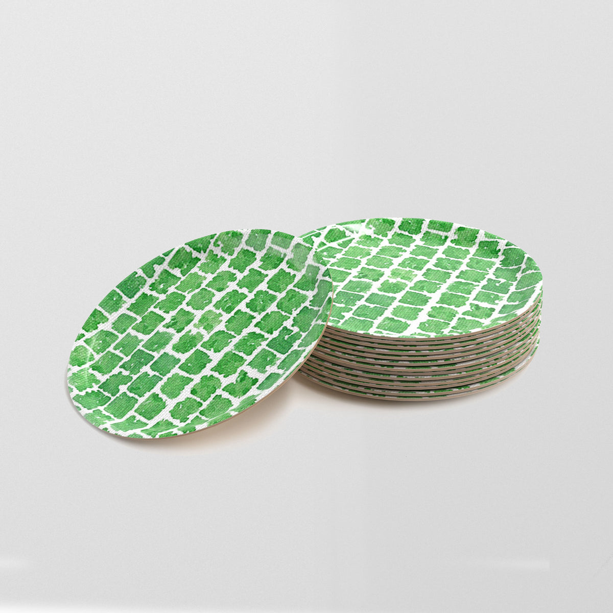Stack of Green Cobble Coasters