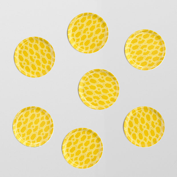 Coaster - Yellow Chiselled set of six