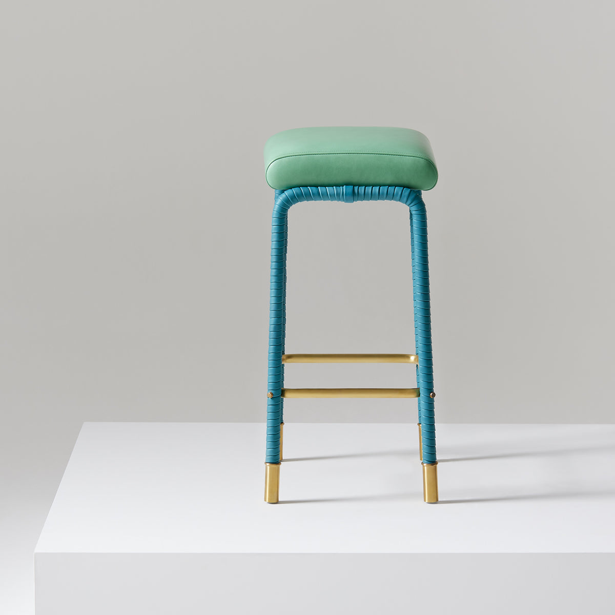 Easton Counter Stool - Fern and Teal side view