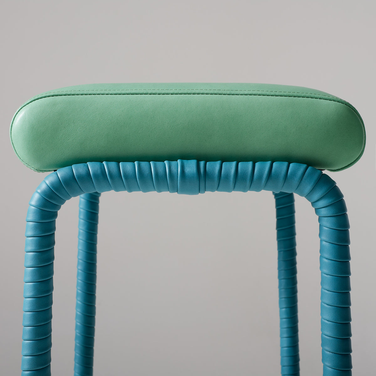 Easton Counter Stool - Fern and Teal close up side view